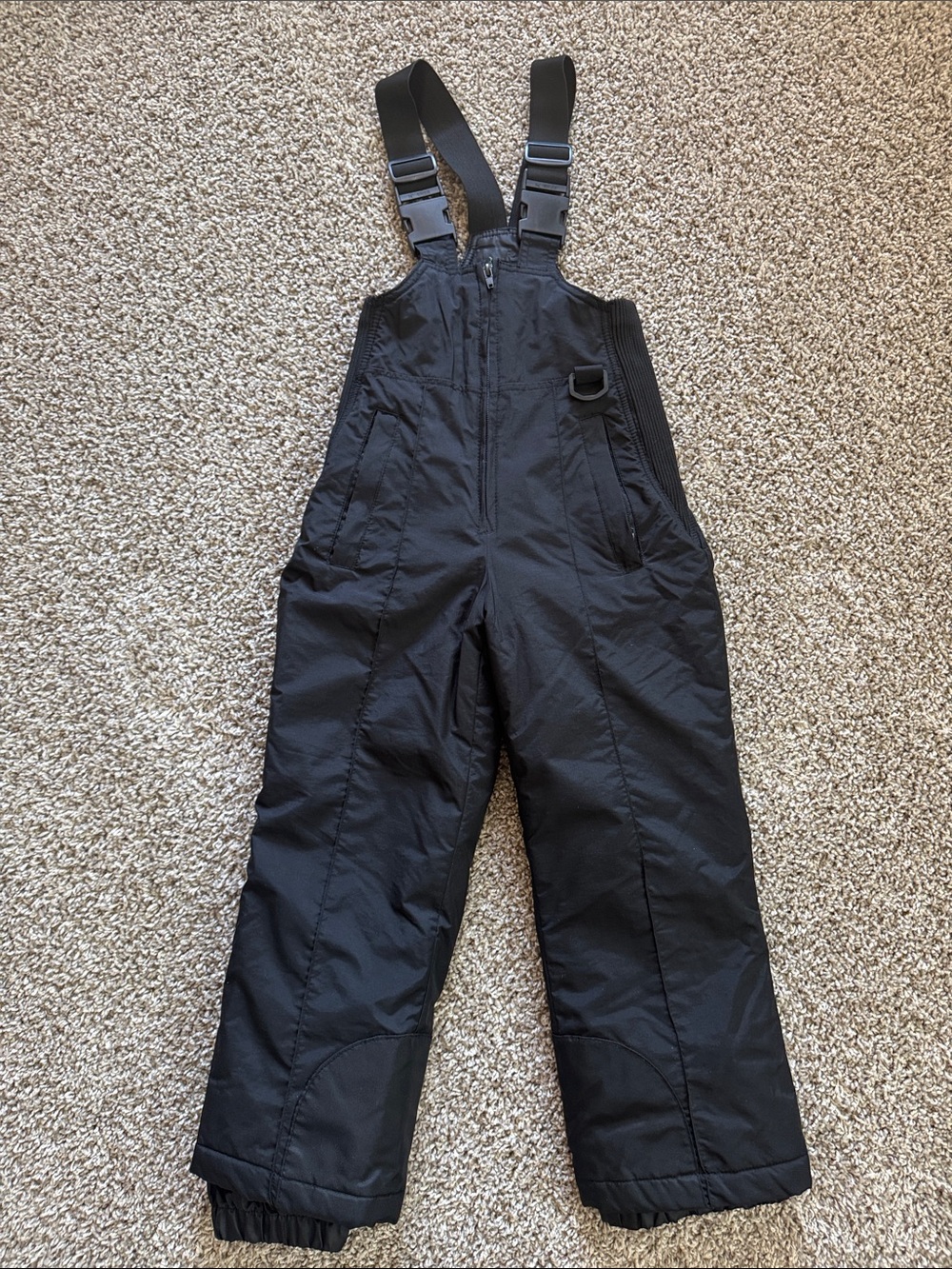 Kids Black Insulated Snow Bib Pants